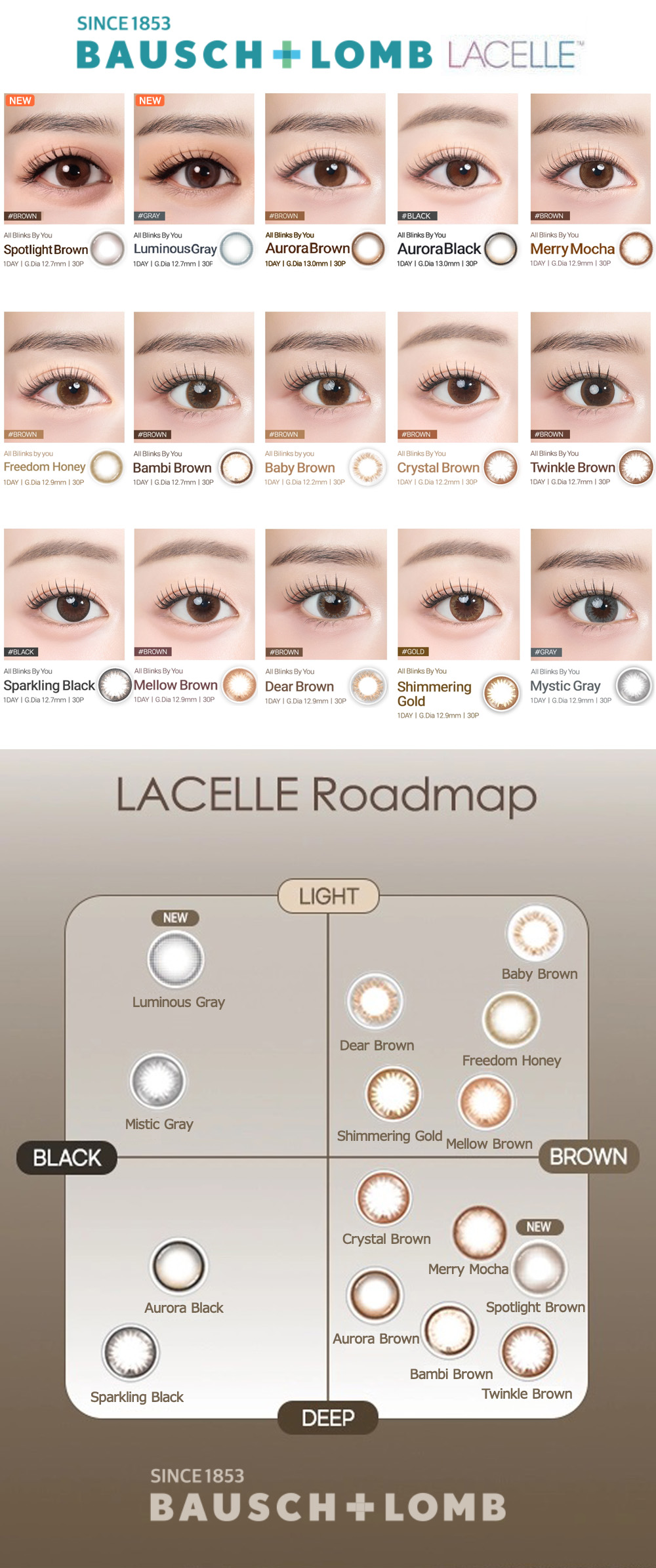 [1-Day] BAUSCH&LOMB LACELLE Baby Brown (30pcs)