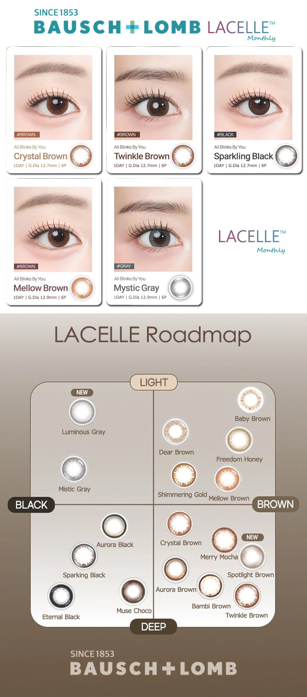[1-Month] BAUSCH&LOMB LACELLE Sparkling Black (6pcs)