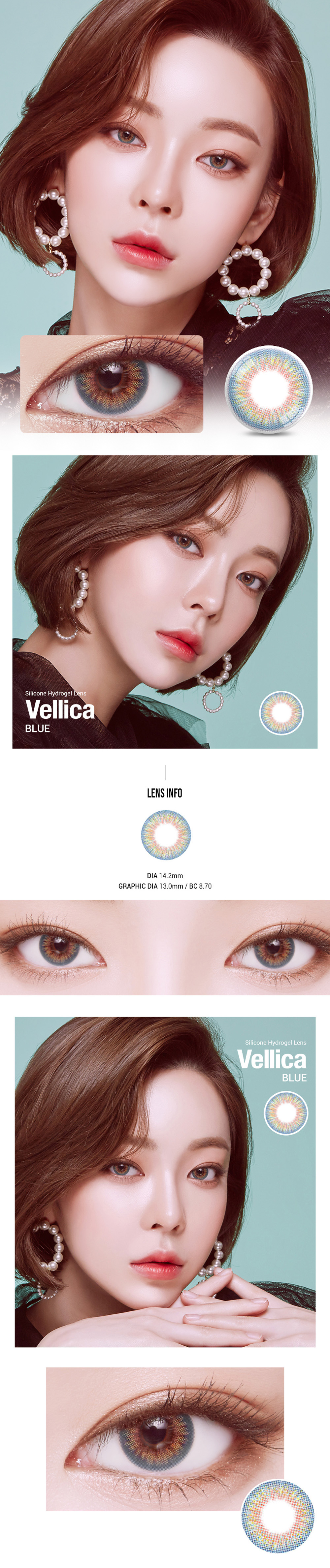 Vellica Silicone 1 Month (2pcs) [14.2mm] [1 Month/Blue]