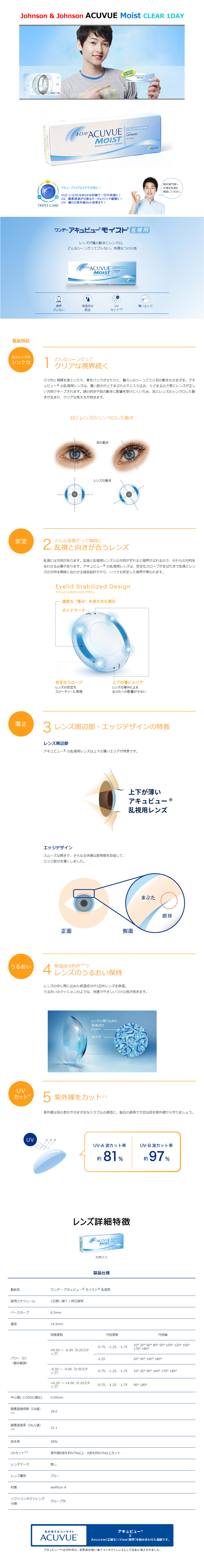 [乱視用/透明] アキュビュー モイスト ワンデー (1箱30枚)