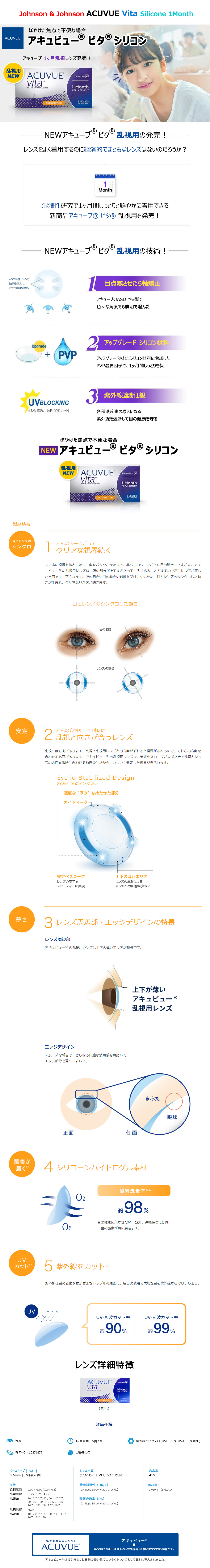 [乱視用/透明] アキュビュー ビタ シリコン 1ヶ月 (1箱6枚)