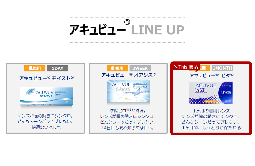 [乱視用/透明] アキュビュー ビタ シリコン 1ヶ月 (1箱6枚)