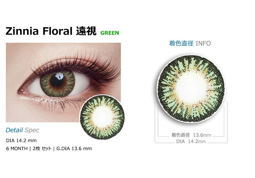 [遠視用/グリーン] ジニア フローラル