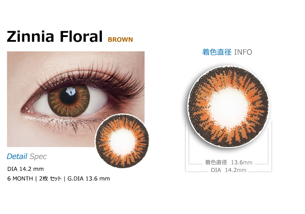 [乱視用/ブラウン] ジニア フローラル