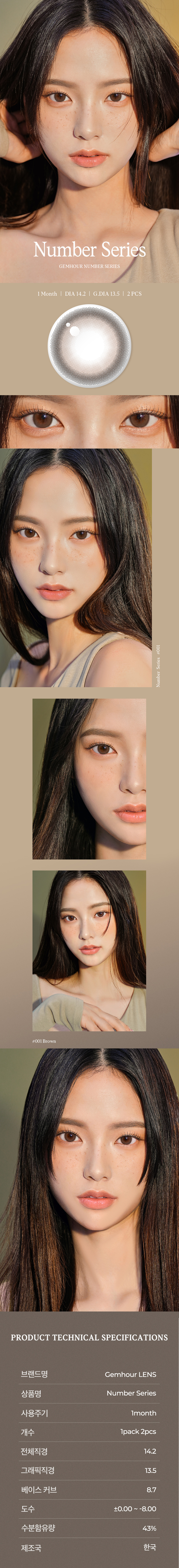 [1 Month/ブラウン] ナンバー シリーズ (1箱 2枚)