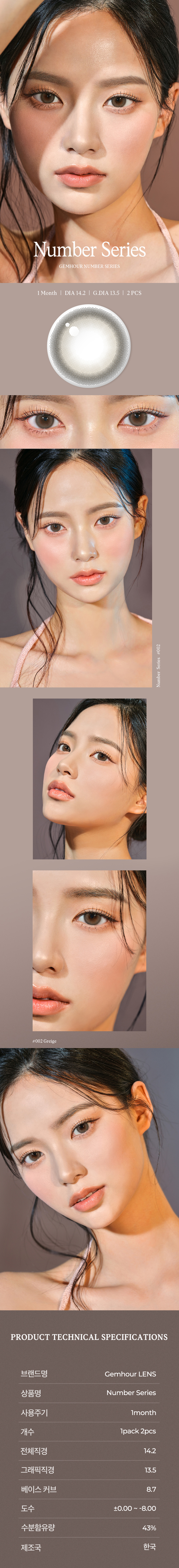 [1 Month/グレー] ナンバー シリーズ (1箱 2枚)