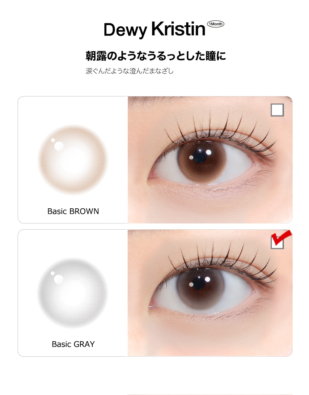 [1 Month/ベーシック グレー] デューイ・クリスティン (1箱 2枚)