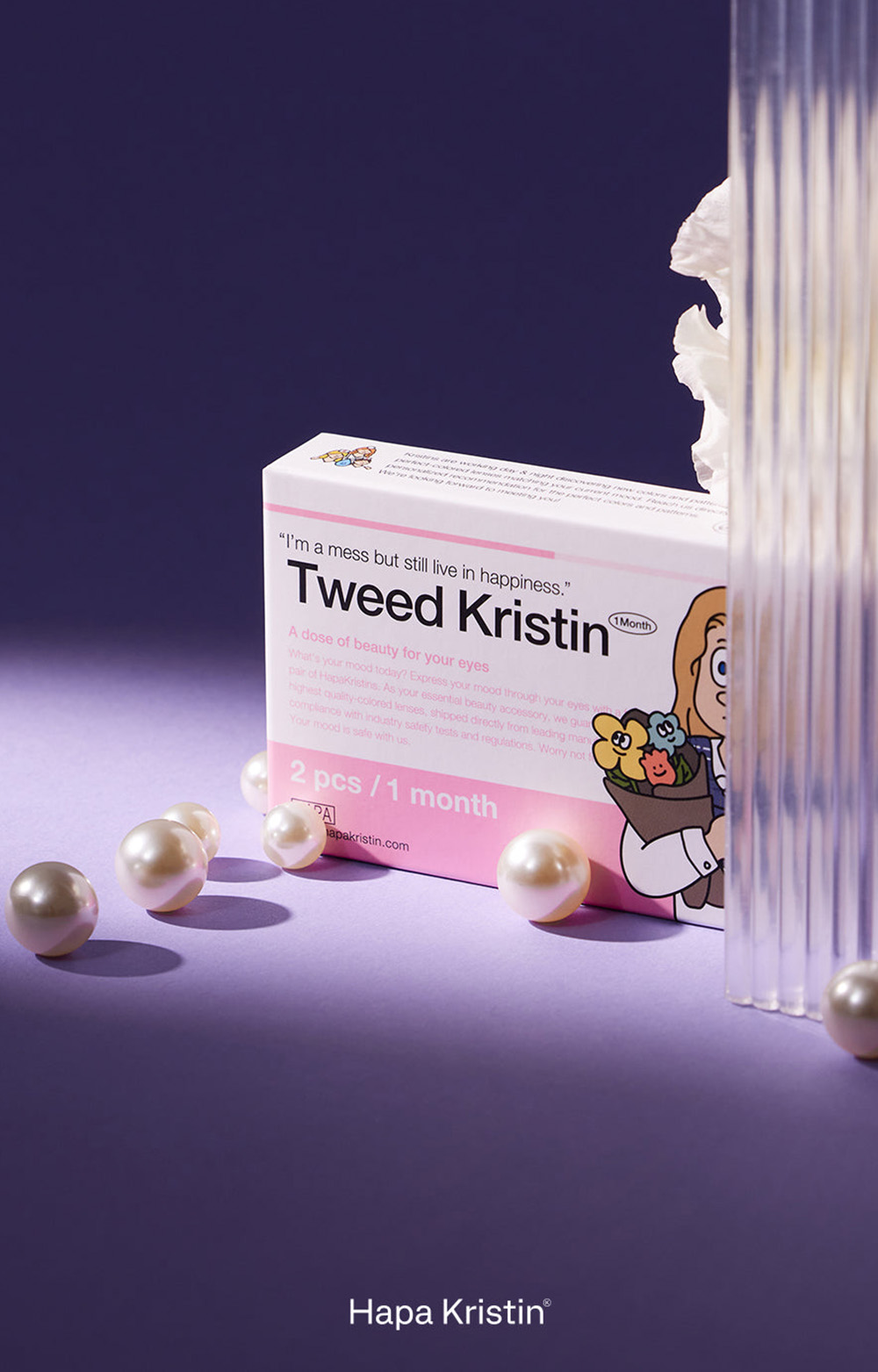 [1 Month/モーブ グレー] ツイード・クリスティン シリコン (1箱 2枚)