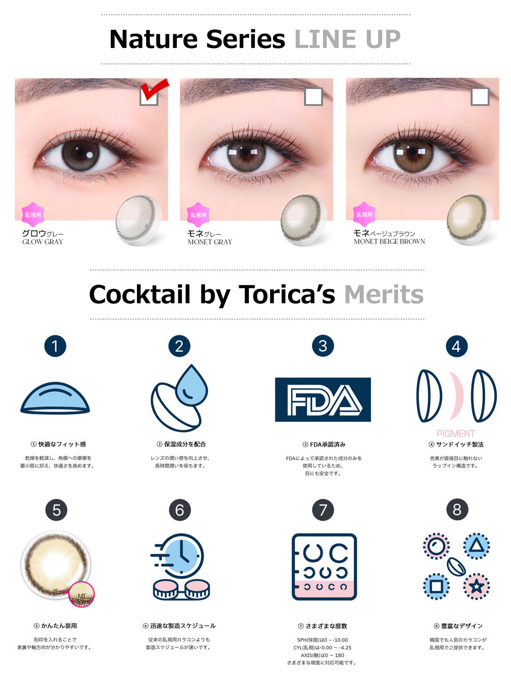 【1ヶ月/乱視用】 トリカ グロウ グレー (1箱2枚)