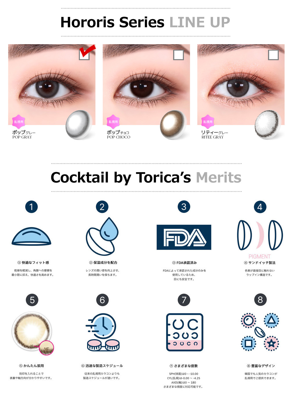 【1ヶ月/グレー】 トリカ ポップ (1箱2枚)