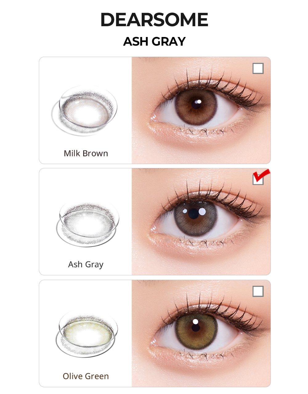 [2 Weeks/アッシュグレー] ディアサム (1箱 2枚)