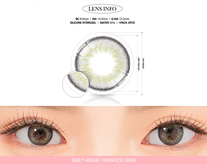 [1 Month/グレー] アイウィッチー シリコン (1箱 2枚)