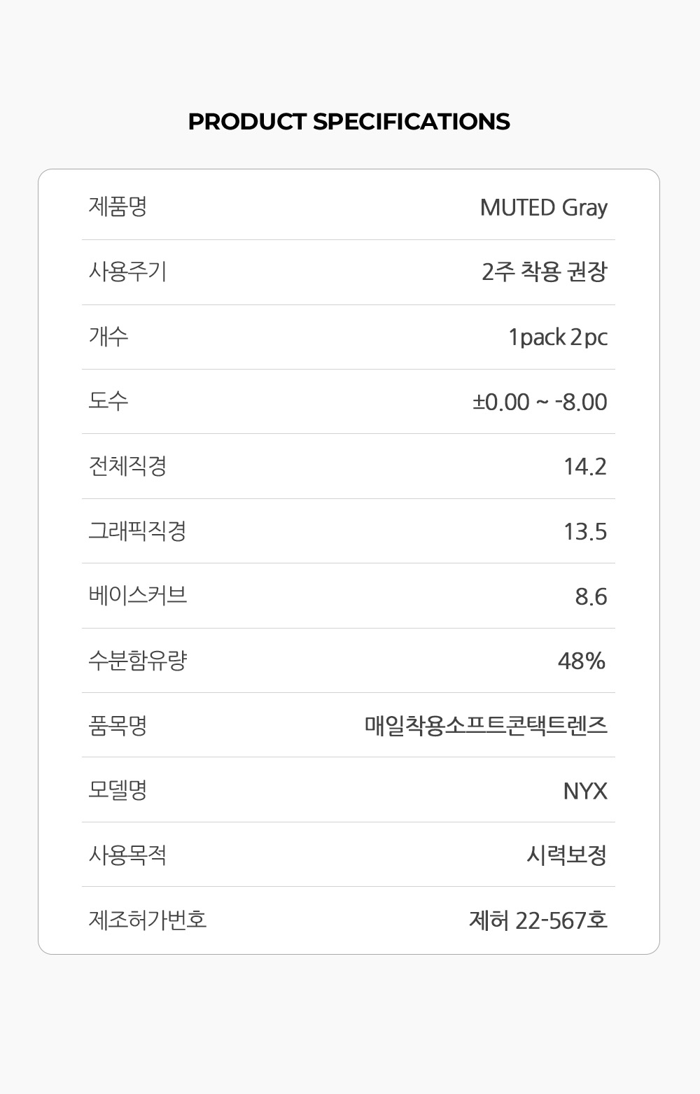 [2 Weeks/グレー] ミュート (1箱 2枚)