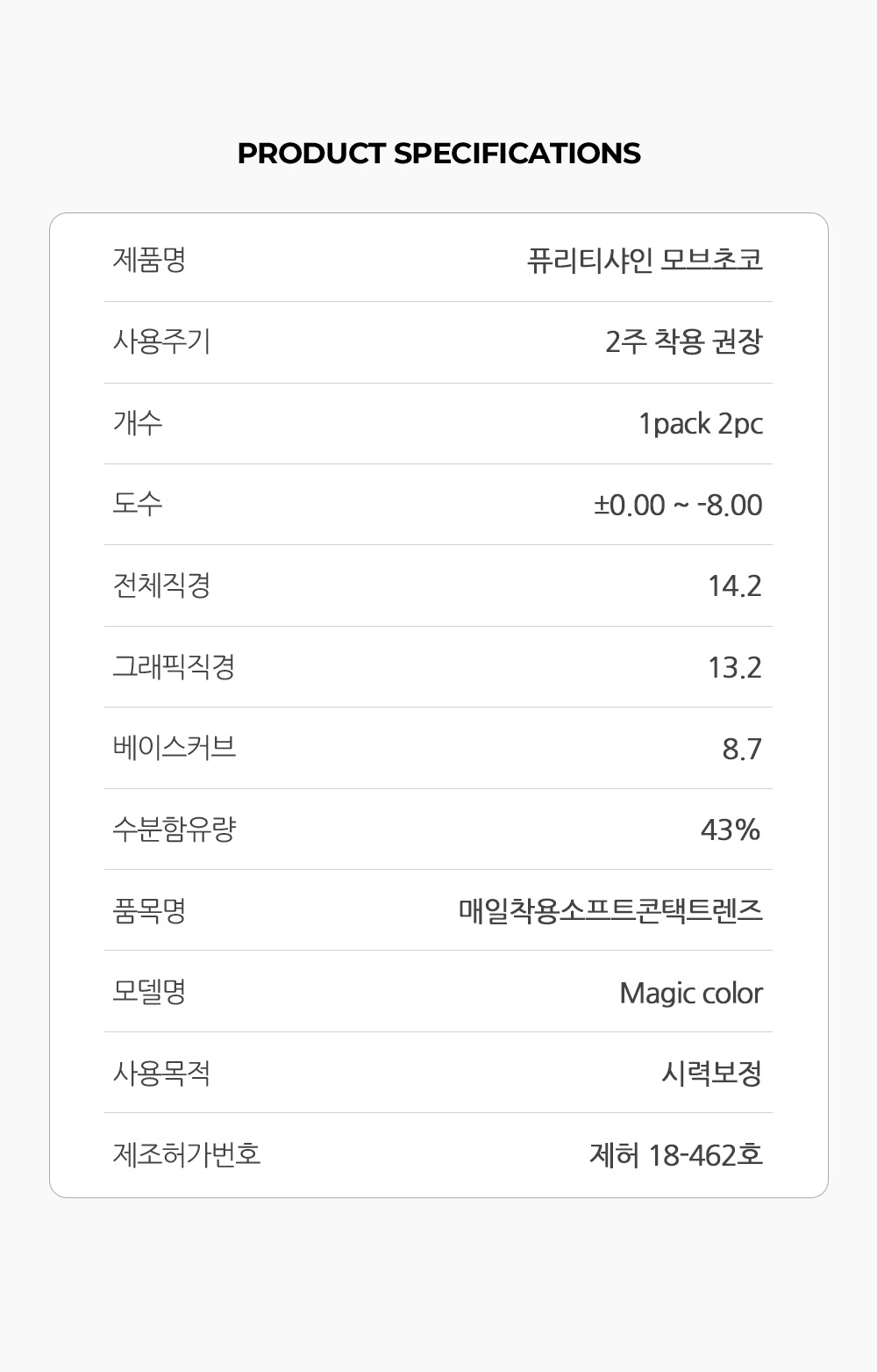 [2 Weeks/モーブ チョコ] ピュアリティ シャイン (1箱 2枚)