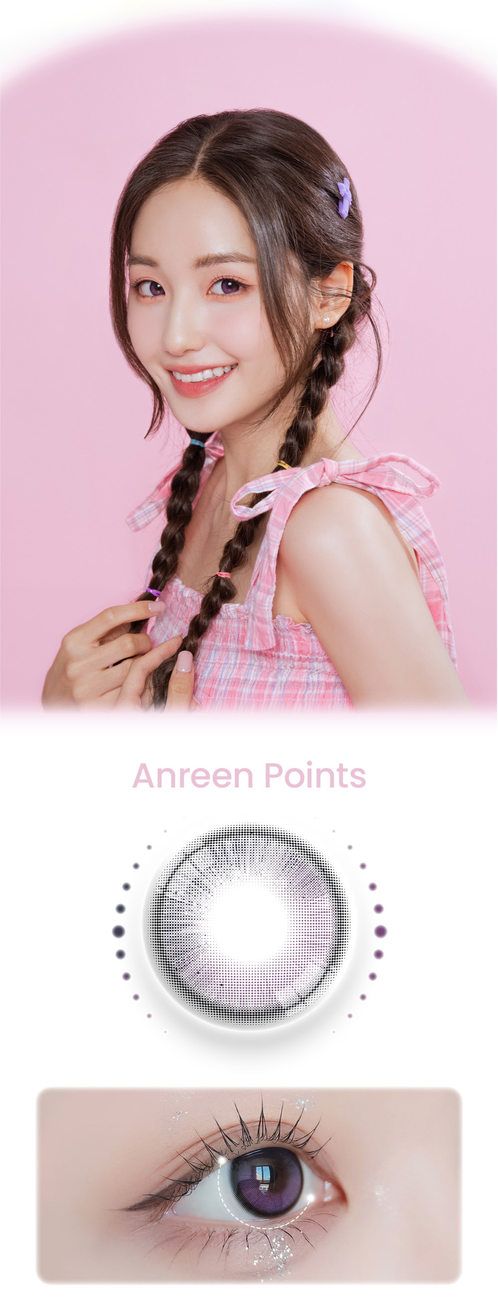 [1 Month/ピンク バイオレット] アンリン シリーズ (1箱 2枚)