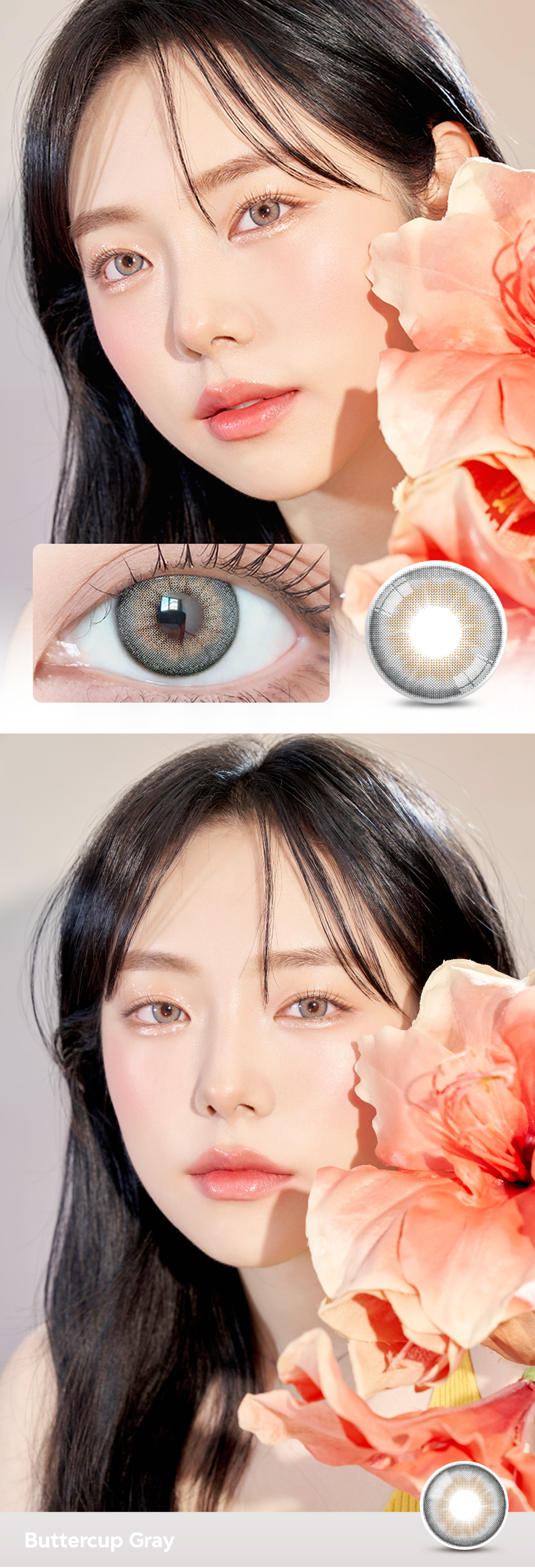 [1 Month/グレー] バターカップ シリコン (1箱 2枚)