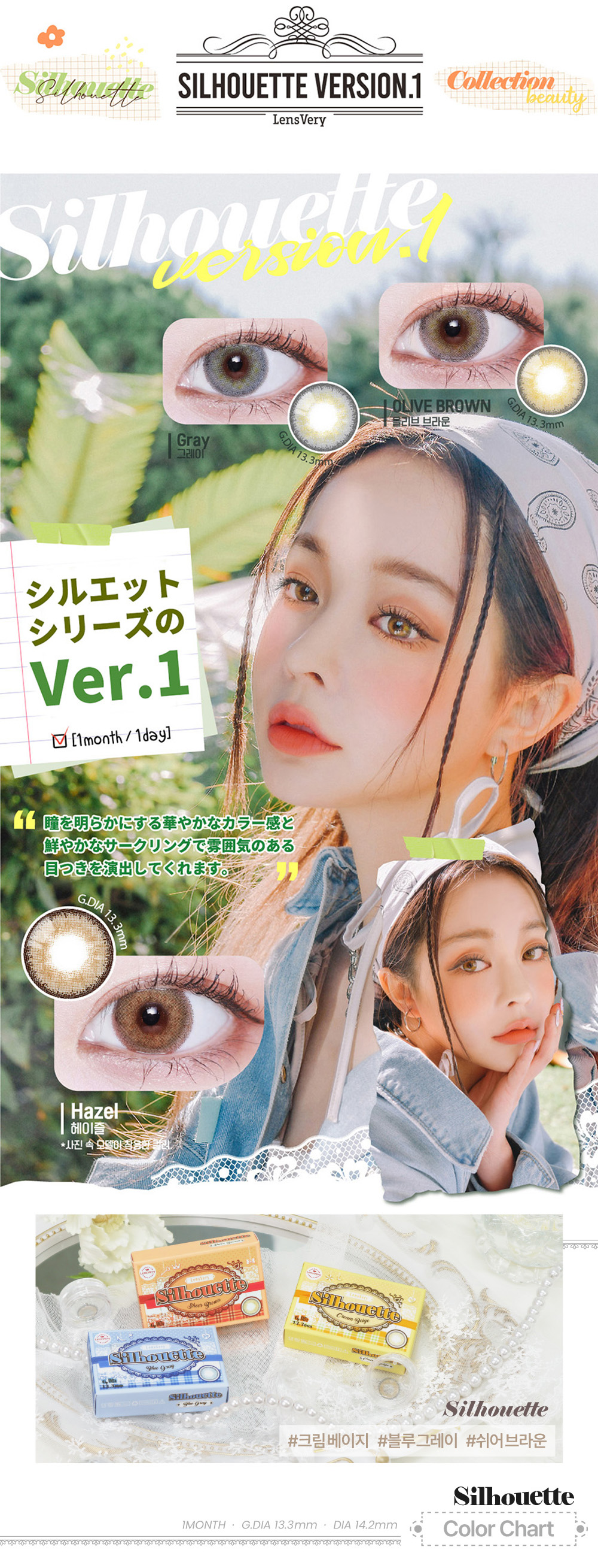 [1 Month/ヘーゼル] シルエット (1箱 2枚)